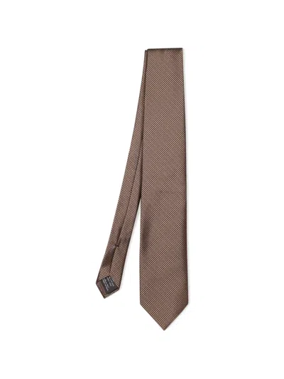 Tom Ford Houndstooth-pattern Silk Tie In Brown