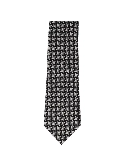 Tom Ford Houndstooth-pattern Tie In Black
