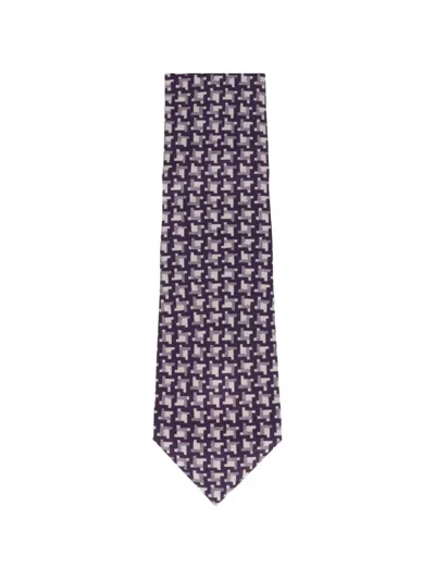 Tom Ford Houndstooth-pattern Tie In Purple