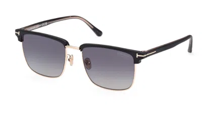 Pre-owned Tom Ford Hudson 02 Ft0997 H 02d Rose Gold/black Smoke Polarized Men's Sunglasses In Gray