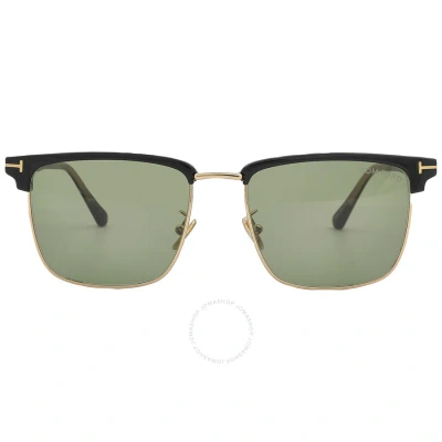 Tom Ford Hudson Green Square Men's Sunglasses Ft0997-h 01n 55 In Black / Green