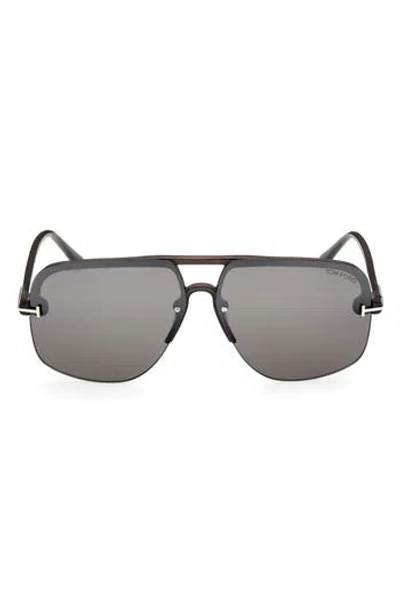 Tom Ford Hugo-02 63mm Oversize Navigator Sunglasses In Mastic/gradient Smoke