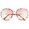 Tom Ford Hunter 58mm Round Sunglasses In Blonde Havana/bordeaux