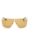 Tom Ford Huxley 68mm Oversize Navigator Sunglasses In Shiny Deep Gold / Amber