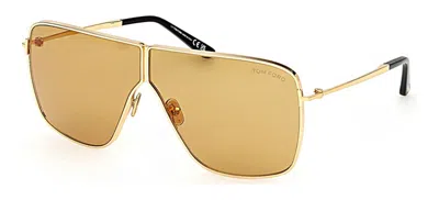Pre-owned Tom Ford Huxley Ft1159 Gold/yellow (30e) Sunglasses