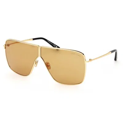Tom Ford Huxley Shiny Deep Gold Pilot Unisex Sunglasses Ft1159 30e 68
