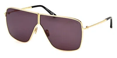 Pre-owned Tom Ford Huxley Sunglasses Ft1159 30a Shiny Deep Gold / Smoke Lens In Gray
