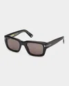 Tom Ford Icon 52mm Acetate Rectangular Sunglasses In Black