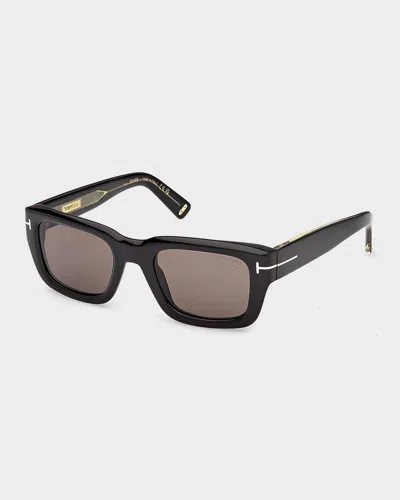 Tom Ford Icon 52mm Acetate Rectangular Sunglasses In Black