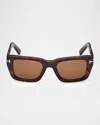 Tom Ford Icon 52mm Rectangular Sunglasses In Brown