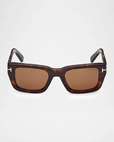 Tom Ford Icon 52mm Rectangular Sunglasses In Brown