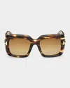 Tom Ford Icon 53mm Acetate Square Sunglasses In Brown