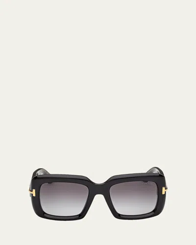 Tom Ford Icon 53mm Acetate Square Sunglasses In Metallic