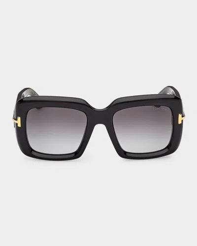 Tom Ford Icon 53mm Gradient Square Sunglasses In Black