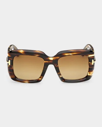 Tom Ford Icon 53mm Acetate Square Sunglasses In Havana/brown