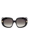 Tom Ford Icon 53mm Gradient Round Sunglasses In Black