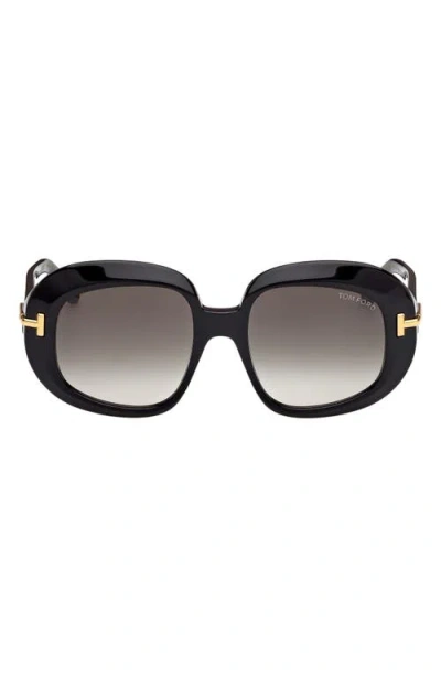 Tom Ford Icon 53mm Gradient Round Sunglasses In Black