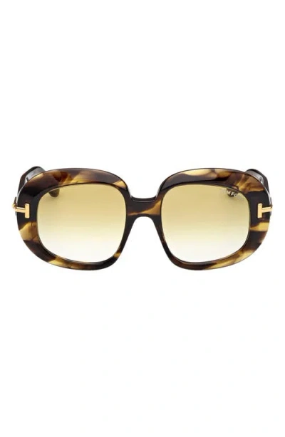 Tom Ford Icon 53mm Gradient Round Sunglasses In Brown
