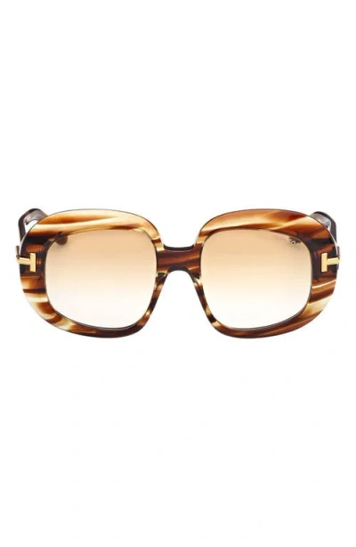 Tom Ford Icon 53mm Gradient Round Sunglasses In Brown