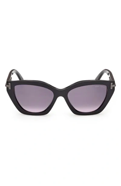 Tom Ford Icon 55mm Gradient Cat Eye Sunglasses In Black
