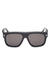 Tom Ford Men's Icon Collection Sunglasses In Black/crystal/smoke Lenses