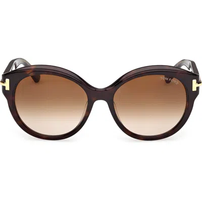 TOM FORD TOM FORD ICON 57MM GRADIENT ROUND SUNGLASSES