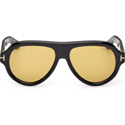 Tom Ford Icon 59mm Pilot Sunglasses In Yellow