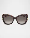 Tom Ford Icon Acetate Butterfly Sunglasses In Gray