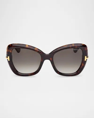Tom Ford Icon Acetate Butterfly Sunglasses In Gray