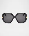 Tom Ford Icon Acetate Geometric Sunglasses In Black