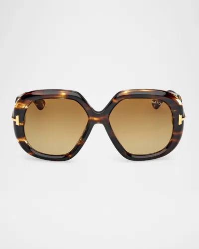 Tom Ford Icon Acetate Geometric Sunglasses In Multi