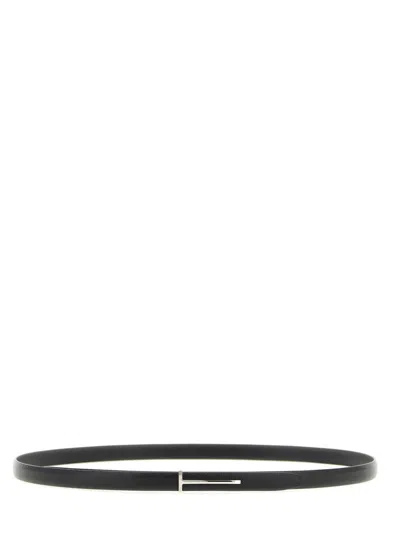 Tom Ford Hammered Goatskin Belt In Black