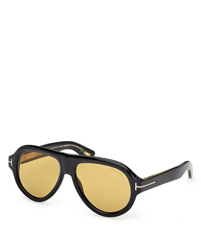 Tom Ford Icon Collection Pilot Sunglasses, 59mm In Black/brown