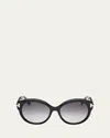 Tom Ford Icon 57mm Gradient Round Sunglasses