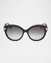 Tom Ford Icon 57mm Gradient Round Sunglasses