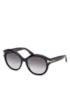 Tom Ford Icon 57mm Gradient Round Sunglasses In Black/smoke
