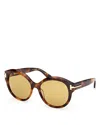Tom Ford Icon Collection Round Sunglasses, 57mm In Havana/brown