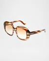 Tom Ford Icon 53mm Gradient Round Sunglasses In Colhav/brng
