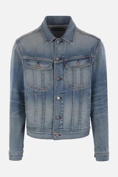 Tom Ford Icon Jacket In Denim In Blue