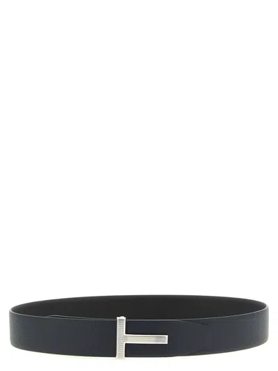 Tom Ford Reversible Calfskin Belt In Blue