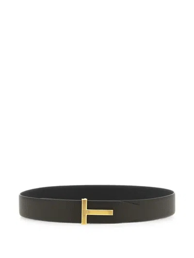 Tom Ford Icon Reversible Leather Belt In Brown