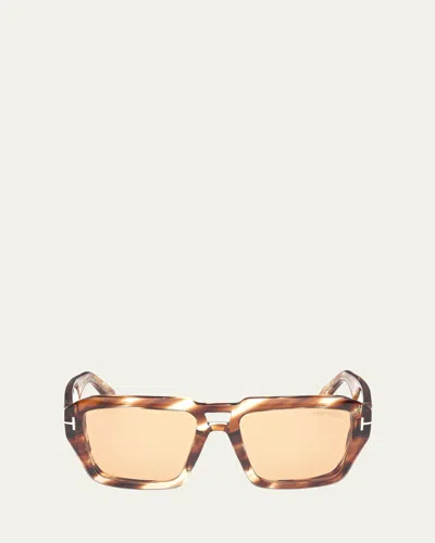 Tom Ford Icon T-monogram Aviator Sunglasses In Colhav/brn