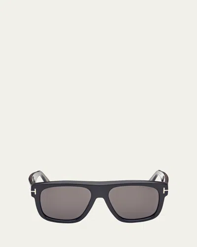 Tom Ford Icon T-monogram Aviator Sunglasses In Sblk/smk