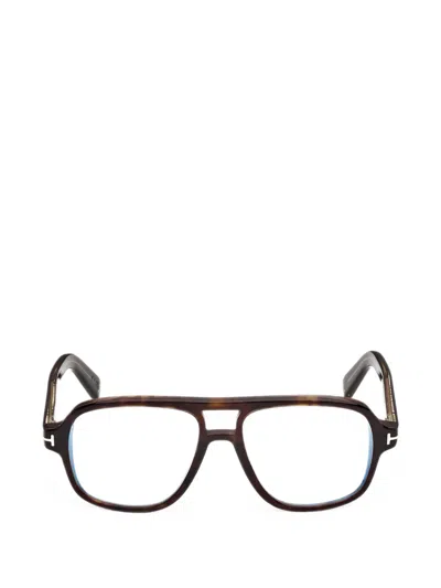 Tom Ford Icon Tortoiseshell-effect Pilot-frame Glasses In Brown