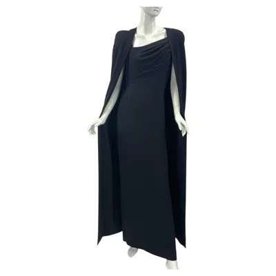 Pre-owned Tom Ford Iconic Fw 2012 Black Silk Dress With Matching Cape Set Italian 42