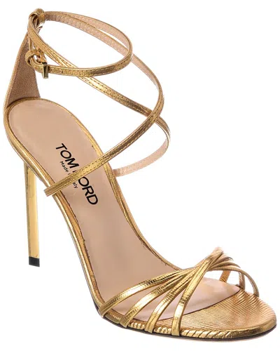 Tom Ford Ida Embossed Leather Sandal In Animal Print