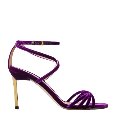 Tom Ford Ida Velvet High-heeled Sandals In Purple