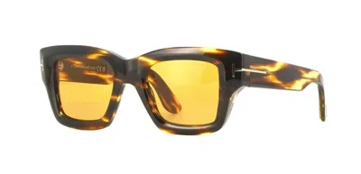 Pre-owned Tom Ford Ilias Ft1154 Dark Havana/light Brown (52e) Sunglasses