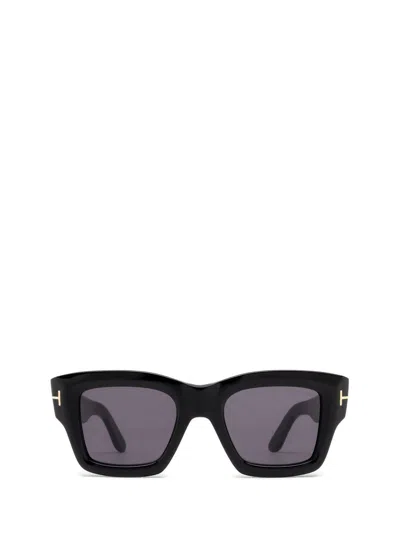 Tom Ford Ilias Square Frame Sunglasses In 5001a - Nero Lucido / Fumo