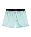 Tom Ford Silk Satin Boxer Shorts With Elastic Waistband In Blue